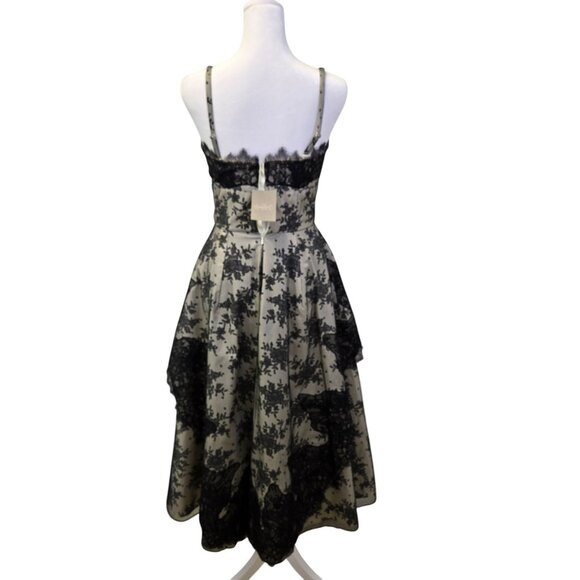 NWT Mirror of Venus Trompe L’oeil Peplum Midi Dress for Anthropologie Size 0 - Picture 2 of 9